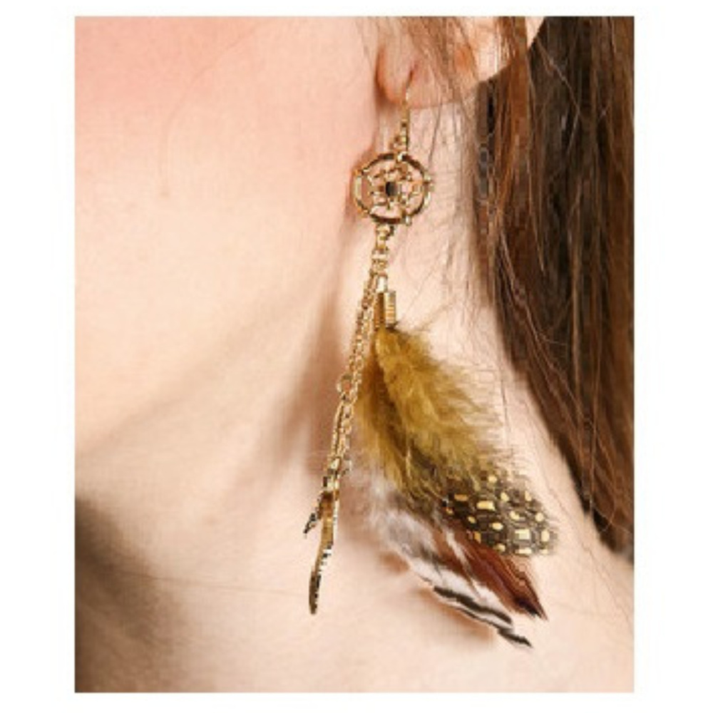 DISNEY COUTURE POCAHONTAS NATURAL FEATHER EARRINGS**NEW! - Picture 4 of 4